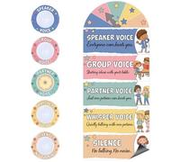 Dunzoom Voice Level Chart Poster Classroom and Push Lights Include Magnetic Noise Level Poster Policies and 5 Indicator Lights for Back to School Elementary Teacher Supplies(Cute)