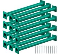 Dunzy 12 Pack Monkey Bars Swing Set Accessories Rods Playset Ladder Rungs Hardware Kit Steel Monkey Bar with Screws for Backyard Playground Equipment Mounting Plates(15-1/8 Inch,Green)