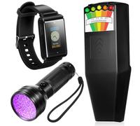 Dunzy 3 Pcs Ghost Hunting Equipment Kit Include LED Emf Magnetic Field Hunting Detector, 1 Digital Voice Recorder Watch with Playback 32 GB, 1 Black UV Flashlight for Paranormal Research Tools