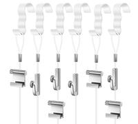 Dunzy 30 Pcs Picture Rail Hanging System Kit Picture Rail Hooks Molding Hangers with Invisible Nylon Cord and Adjustable Hooks for Exhibition, Art Gallery Supplies, White