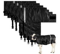 Dunzy 4 Pcs Winter Calf Blanket Warm Clothes Waterproof Calf Warming Blanket Windproof Jacket Livestock Saver Coat for Keeping Cow Baby Thickened Belly Protection (Black)