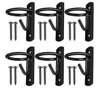 Dunzy 6 Pcs Bucket Hooks for Horses Metal Equestrian Water Bucket Hook Hangers Horse Stalls Feed Barn Farmhouse Supplies(Black)