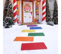 Dunzy 6 Pcs Christmas Candy Floor Decoration Rainbow Stepping Stones Decorative Xmas Stone for Christmas Party Candy Rainbow Winter Seasonal Garden Yard Lawn Patio Walkway Outdoor Indoor Decor