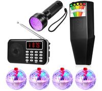 Dunzy 7 Pcs Ghost Hunting Equipment Kit Include 1 Emf Meter 1 Ghost Radio 1 UV Flashlight and 4 LED Light up Pet Cat Ball for Electromagnetic Paranormal Investigations Home Office Inspections Gifts