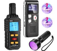 Dunzy 7 Pcs Ghost Hunting Equipment Kit Includes 1 Pcs 8gb Audio Recorder 1 Pcs Emf Meter Magnetic Field Detector 4 Pcs Ghost Hunting Cat Balls 1 Pcs UV Black Light Flashlight for Ghost Hunting
