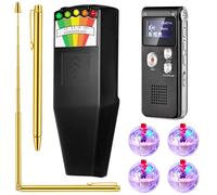 Dunzy 8 Pcs Ghost Hunting Equipment Kit Includes 1 Pcs Emf Meter Digital 1 Pcs Voice Recorder 2 Pcs Copper Dowsing Rod and 4 LED Motion Activated Cat Ball Paranormal Equipment Tester for Home Office