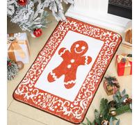 Dunzy Christmas Tufted Gingerbread Bath Rugs 31.5 x 19.69 Inch Nonslip Bathroom Welcome Door Mat House Doormat Soft Absorbent Bathtub Rug for Xmas Kitchen Door Decorations(Classic)