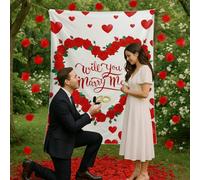 Dunzy Proposal Blanket and 2, 000 Artificial Rose Petals 60 x 80 Inches Wedding Proposal Kit Will You Marry Me Blanket for Engagement Decoration