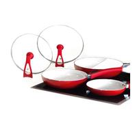 Duo 2 Magic Premium Set 28 cm + 24 cm Pans with Lid + 20 cm Pan with Removable Handle, Thermo-Ceramic, Suitable for All Hob Tops, Electric, Ceramic, Gas and Induction