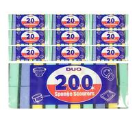 Duo 200 Multicolour Sponge Scourers - Bulk Pack of 200 Heavy Duty Non-Scratch Cleaning Sponges for Kitchen, Dishes, Pots, Pans & Household Surfaces - Long Lasting & Durable Cleaning Pads
