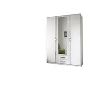 Clack 3 Door 2 Drawer Mirror Wardrobe White