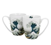 DUO Art Gallery Set of 2 Classic Mugs 360 ml The Great Wave Inspired by Hokusai, New Bone China Porcelain
