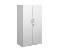Duo double door cupboard 1440mm high with 3 shelves - white