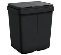 Duo Dustbin Anthracite 2 x 25 L Waste Bin with Swing Lid and Bin Bag Holder, Plastic PP, 43.5 x 32.5 x 48.5 cm, Ideal for Kitchen, Office, Bathroom, Waste Separation, Recycling, Low Odour