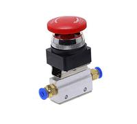 1 Piece Red Mushroom Cap Emergency Stop Button Self Lock 2 Position 3 Way Air Pneumatic Mechanical Valve MOV- 3 1/8" Thread DUO ER (Color : 12mm)
