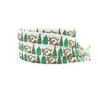 DUO ER 10Yards 16mm Christmas Ribbon Flamingo Snowman Llama Printed Fold Over Elastic Ribbon Handmade Accessories DIY Hair Tie Party Decoration (Color : 2)