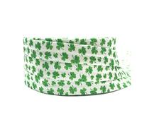 DUO ER 10Yards Printed Fold Over Elastic Clovers Ribbon Webbing for Craft DIY Gift Wrapping Headwear Hair Tie Hair Accessory