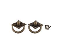 DUO ER 2pcs Vintage Cabinet Ring Knobs and Handles Antique Bronze Furniture Kitchen Drawer Cupboard Wood Box Pull Handles 42x42mm (Color : A)