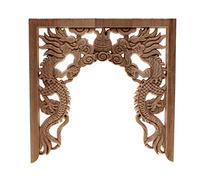 DUO ER Wood Carved Corner, Chinese Niches Double Dragon Play Bead Floral Applique Wooden Carving Decal Furniture Decor Crafts 7.87inch 11.81inch (Color : 20cmX20cm)