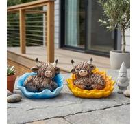 Duo Highland Cow Flower Bed Ornament