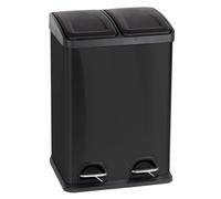 Duo Kitchen Trash Can 2X20 Liters Black Matte Waste Bin Step Bin Waste Separator