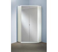 Clack 2 Door Corner Mirrored Wardrobe White Gloss