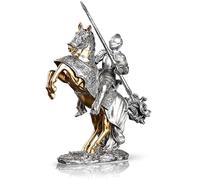 DUOAZJL Art Statue, Knight Bronze Warhorse Figurine 16.7in Collection Legendary Medieval Knight Sculpture, Swordsman Guard Warrior, Gifts Collection For Home Office(B)