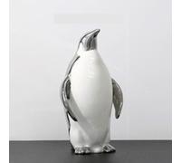 DUOAZJL Art Statue - Porcelain Golden Penguin Statue Ceramic Table Sculpture, Gold Antarctic Goose Standing Figures Animal Figurines Home Décor(Silver C)