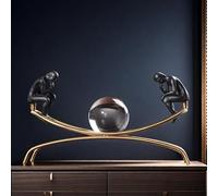 DUOAZJL Art Statue - The Thinker Thinking Man Statues with Crystal Ball Sculpture Figurine, Home Office Living Room Desktop Display Decoration(47 * 9 * 20cm)