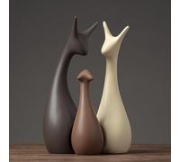 DUOAZJL Ceramic Deer Family Statue Sculpture Mom Dad and Baby Animal Art Porcelain Figurine Home Decor Decorations for Living Room Book Shelf Carbinet Desk Table Top Ornament