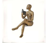 DUOAZJL Decoration Art Statue - Reading Women Statues, Thinker Sculptures, Abstract Art Ornament, Suitable for Home Living Room Bedroom Office Shelf(Gold)