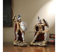 DUOAZJL Decoration Art Statue - Spartan Sculpture Armor Model Home Wine Cabinet Living Room Entrance Decoration Crafts Resin Material(2pcs)
