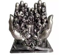 DUOAZJL Decoration Art Statue - The Last Supper Pendant 12 Saints Standing Book Display with Roses, Hand Design(Silver)