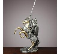 DUOAZJL Home Decor Art Statue - Knight Bronze Warhorse Statue Warrior Figurine Resin 19in Collection Legendary Medieval Knight Sculpture, Swordsman Guard Warrior, Gifts Collection(A)