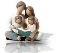 DUOAZJL Home Decor Art Statue - Warm Family Members Statue Dad Mom Daughter Son Reading Playing Table Sculpture, Desktop Happiness Art Figures Home Décor, Collectibles Gifts(#2)
