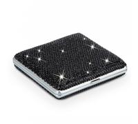 DUOAZJL Metal Cigarette Case for Women Men, Holder Bling Crystal Double Sided Cigarette Box for 20 Cigarettes Gift for Smoker(Black)