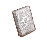 DUOAZJL Metal Cigarette Case Vintage Cigarette Holder Box King Size Portable Pack 16pcs Regular Size Cigarettes Unique Gifts for Women Men(Silver)