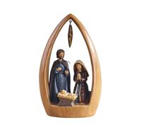 DUOAZJL Nativity Scene Statue, Christmas Resin Statues, Christmas Nativity Figure, Holy Family Decoration, for Holiday Decoration(Raw wood)