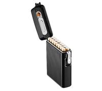 DUOAZJL Waterproof Cigarette Case with Lighter 16pcs Cigarettes Container Box, Airtight Joint Holder Cases Smell Proof(Black)