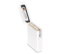 DUOAZJL Waterproof Cigarette Case with Lighter 16pcs Cigarettes Container Box, Airtight Joint Holder Cases Smell Proof(White)