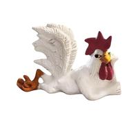 DUOAZJL White Rooster Statue with Enchanting Posture & Long Eyelashes Table Art Sculpture Funny Resin Figurine Decoration, Rustic Country Kitchen Decor, Farm Animal Table Ornament