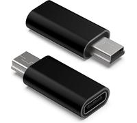 DUOBAGMA 2 Pack USB C to Mini USB Adapter, Mini USB to USB C Adapter, USB C Female to Mini USB Male, Transmission Rate 480 Mbps, for MP3 Players, Computer, GPS, Camera PC (Black)