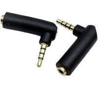 DUOBAGMA 3.5mm Angle Male to Female Audio Adapter, 90 Degree Right Angle Gold-Plated TRS Stereo Jack Plug AUX Connector Compatible with Headset, Tablets, MP3 Players, Speakers(2 Pack)