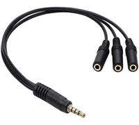DUOBAGMA 3.5mm Headphone Splitter 1 to 3-Ways Cable, 3.5mm Male to 3-Female Stereo Jack Splitter Audio Cable Connectors 30cm
