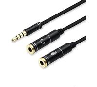 DUOBAGMA Headphone Mic Splitter Adapter, 3.5mm Male to Audio Microphone Y Splitter Cable, 2 Dual 3.5mm Female Audio for PS4 Controller, Xbox One, Laptop, Smartphone with Headset, External Mic