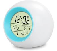 DUOBAGMA LED Alarm Clock Digital Kids Alarm Clock Light Temperature Indoor Night Light Bedside Lamp 7 Colors