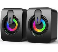 DUOBAGMA PC Speaker, USB Computer Speaker 2.0 Stereo Gaming Speaker with Cool LED Lights for PC Computer Desktop Notebook Smartphone