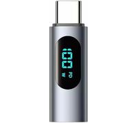 DUOBAGMA USB C Adapter, 100W USB C Male to USB C Female Extension Type C Power Meter Tester with LED Display OTG Extender Adapter for iPhone 15, iPad, More USB-C Cables