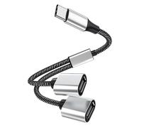 DUOBAGMA USB Splitter 1 to 4 Splitter 0.25 m, USB C to A Adapter, 1 Male to 3 Female Adapter 2.0 for Power and Data Transmission, for Mac, Car, PS4, Laptop etc. (Type C Type A 2.0 (1 to 2))