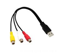 DUOBAGMA USB to 3RCA Cinch Cable, USB Male to 3 RCA Male Jack Splitter Audio Video AV Composite Adapter Cord Cable